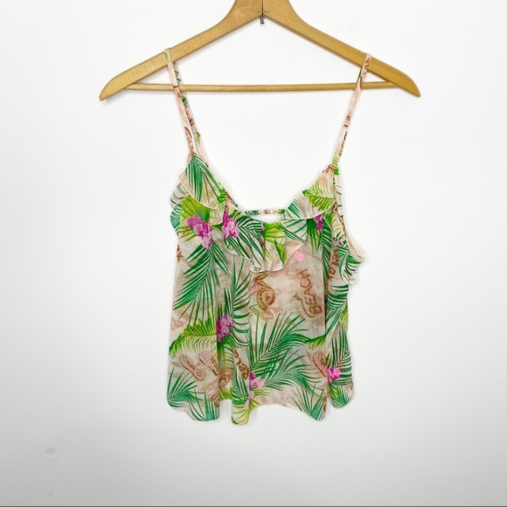 Betsey Johnson sheer camisole chemise tropical palm print
Size medium